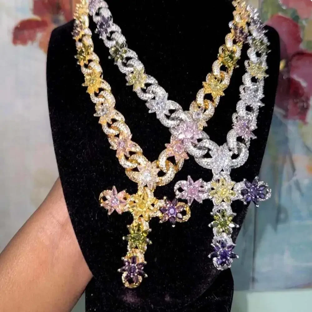 Multi Colored Cross Necklace Silver 3 De 0